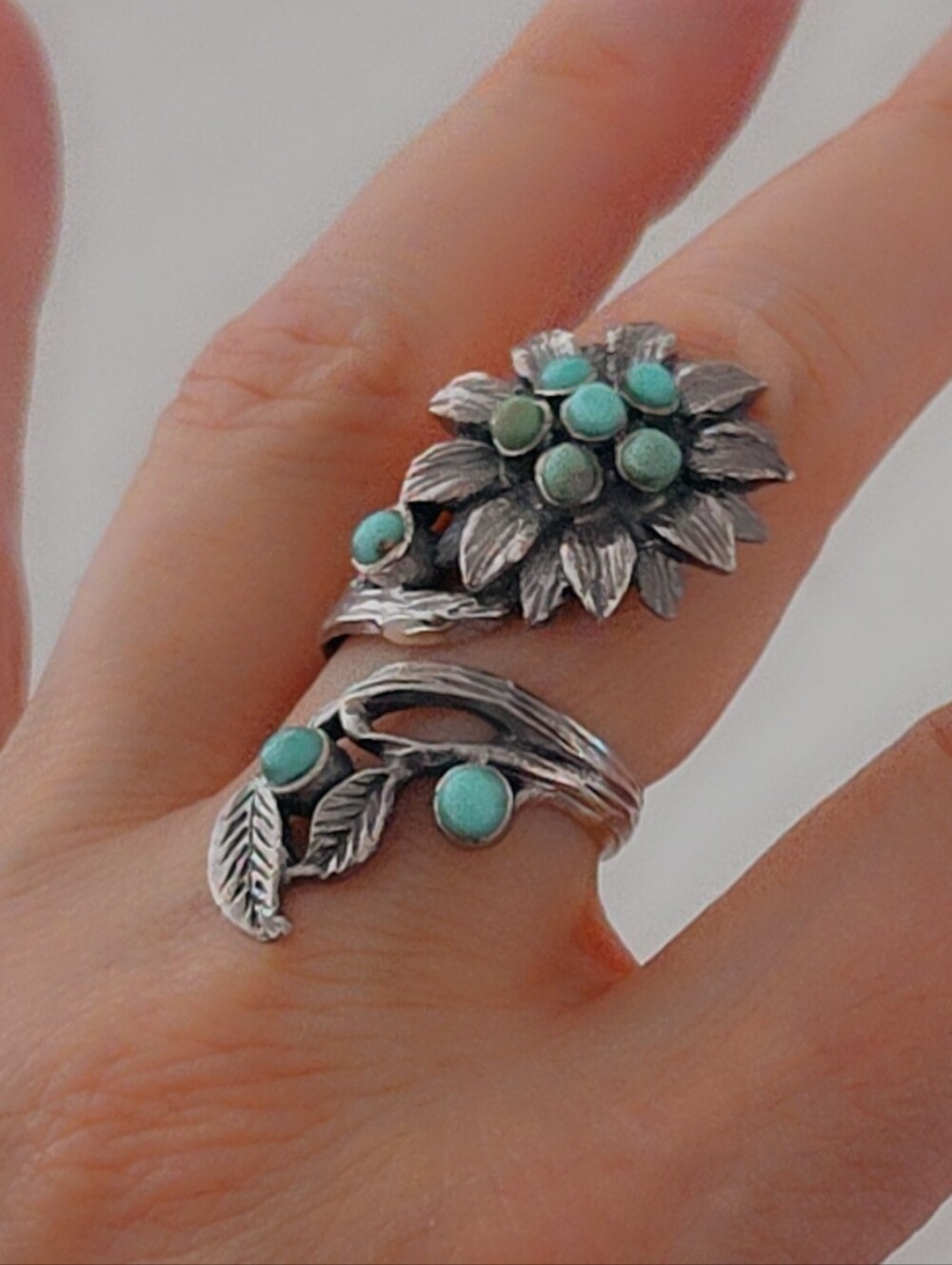 Bypass Turquoise 925 Sterling Silver Gemstone Ring